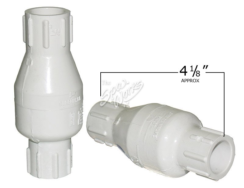 1/2 INCH PVC SPRING CHECK VALVE, 1/2 LB, WHITE The Spa Works