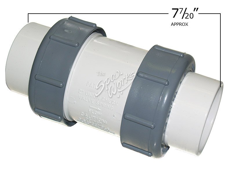 2 INCH PVC, 1/2 LB SPRING CHECK VALVE WITH UNIONS, WHITE | The Spa Works