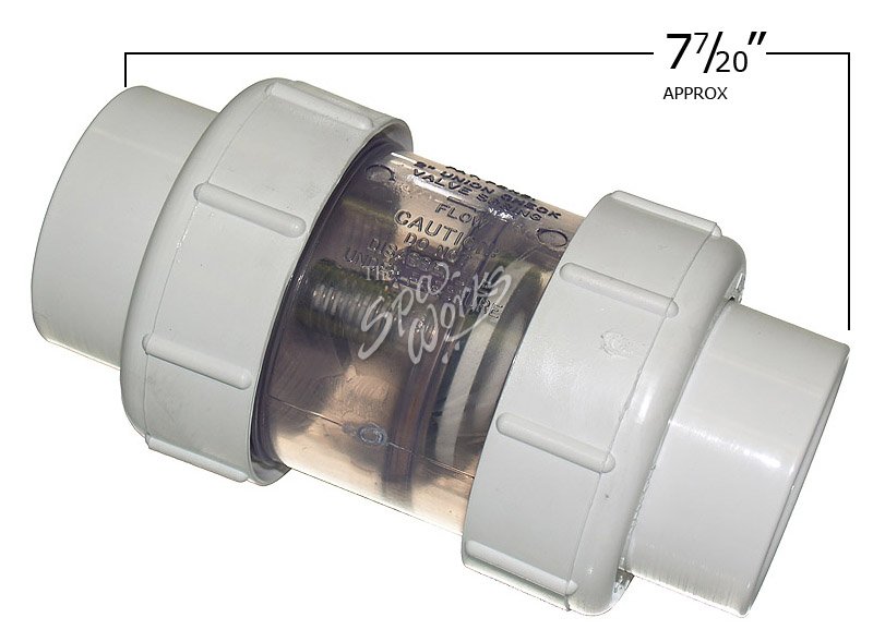 2 INCH PVC, 1/2 LB SPRING CHECK VALVE WITH UNIONS, CLEAR | The Spa Works