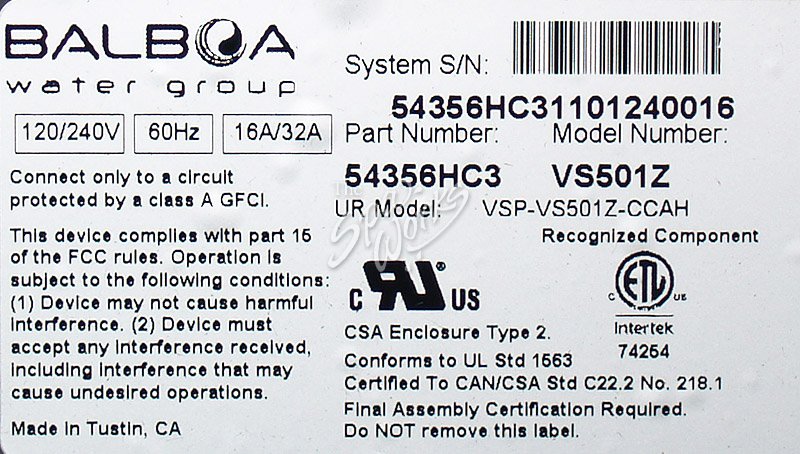 BALBOA VS501 SERIES 120/240V CONVERTIBLE ELECTRONIC CONTROL SYSTEM