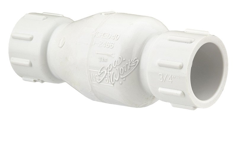 3/4 INCH PVC SPRING CHECK VALVE, 1/2 LB, WHITE | The Spa Works