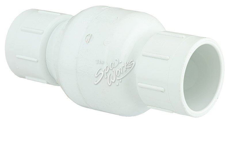 1 1/2 INCH PVC SPRING CHECK VALVE, 1/2 LB, WHITE | The Spa Works