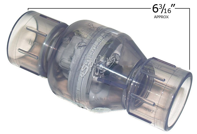 1 1/2 INCH PVC SPRING CHECK VALVE, 1/2 LB, CLEAR | The Spa Works