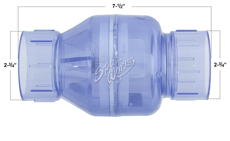 2 INCH PVC SPRING CHECK VALVE, 1/2 LB, CLEAR | The Spa Works
