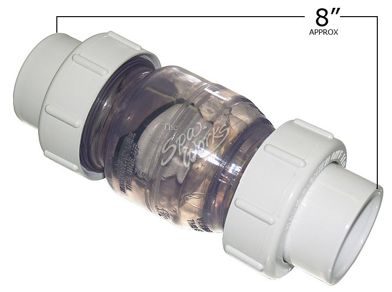 1 1/2 INCH PVC SWING CHECK VALVE WITH UNION, CLEAR | The Spa Works