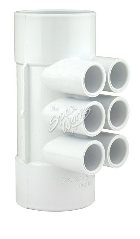Hot Tub Spa Manifold – 2 Slip X 2 Slip X (6) 3/4 Slip Ports – American Spa Parts HTP672-CLOE